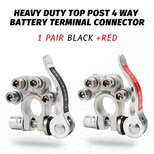 4 Way Battery Terminal Connectors Adjustable, 2PCS Quick Release Disconnect  Car Battery Post Clamp